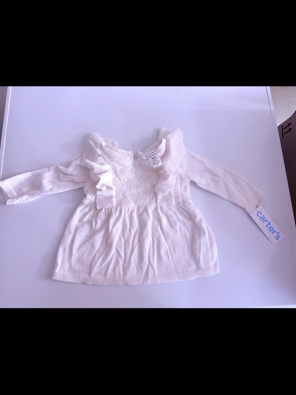 Carter's Cream Ruffle Knit Long-Sleeve Top